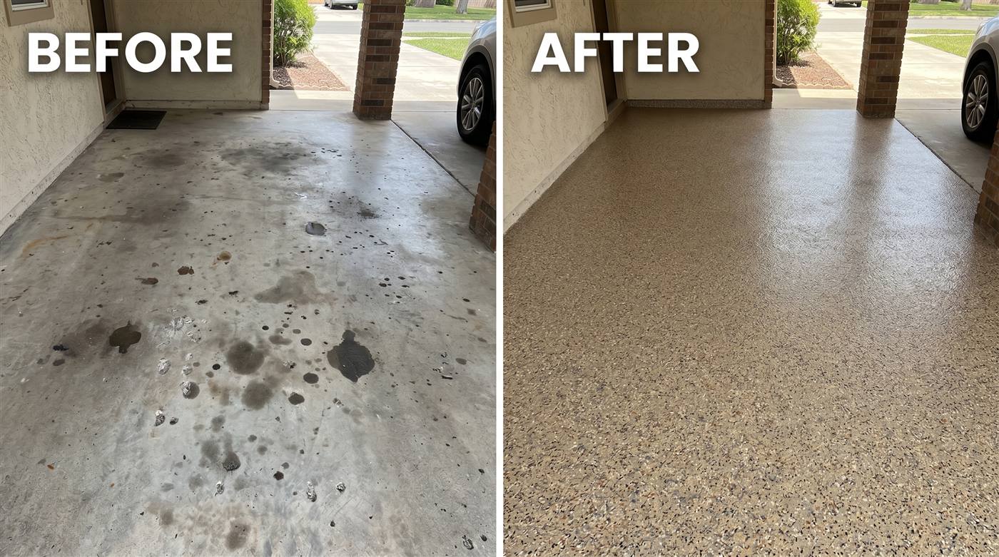 Before and after: warehouse floor upgraded with high-build industrial epoxy
